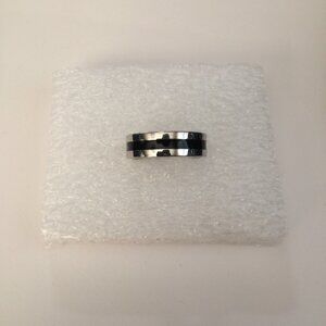 Black line Stainless Steel Ring - size 9